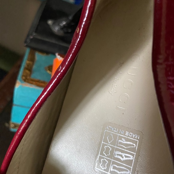Rare Vintage GUCCI Ladies Drivers Loafers Shoes Red Patent Leather Designer GG - Picture 6 of 13